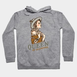 Queen Of Diamonds: Retro Tattoo Cowgirl With A Diamondback Rattlesnake Hoodie